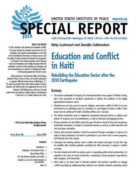 Read more about the article Education and Conflict in Haiti (2010)